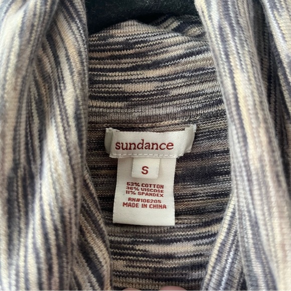Sundance Marled Knit Long Sleeve Turtleneck Top Size Small Gray & Cream - Picture 2 of 3